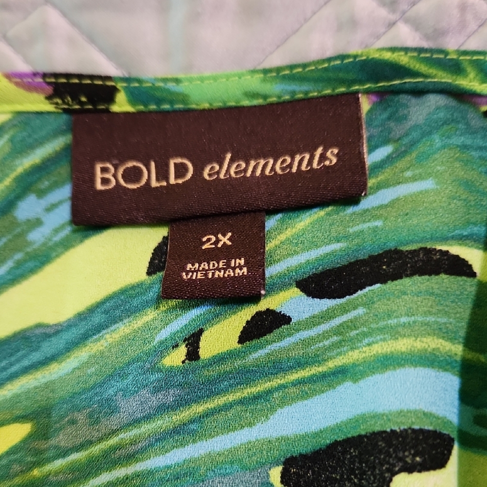 Bold Elements Green Leaf Print Blouse - image 6